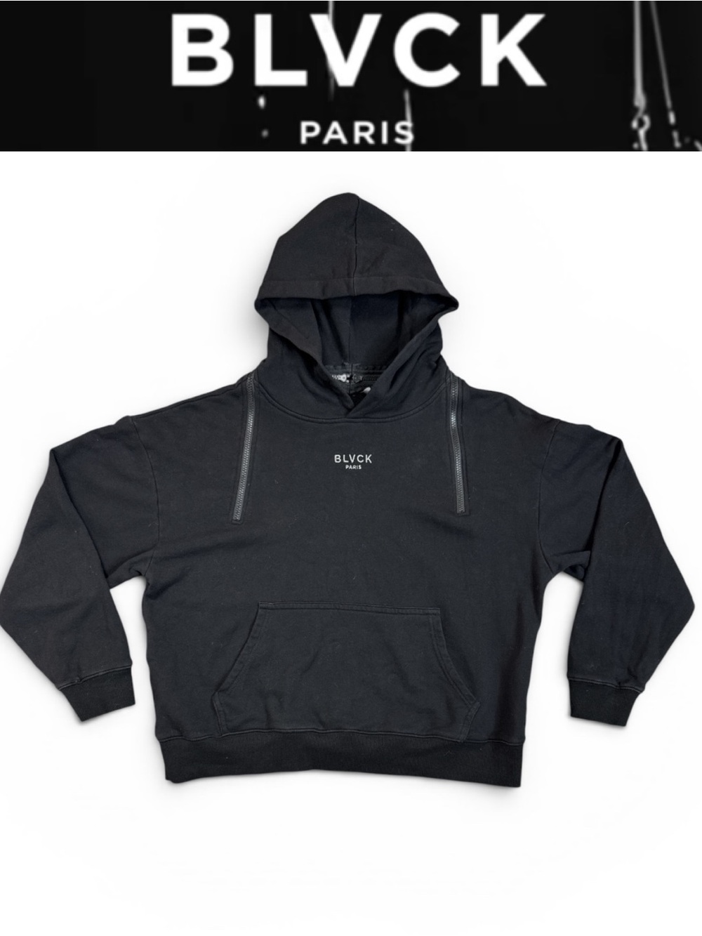 BLVCK PARIS FRENCH TERRY DUAL ZIP CONVERTIBLE HOODIE BLACK SIZE XL STREETWEAR
